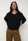 Nothing Written Wide V-Neck Sweater in Navy