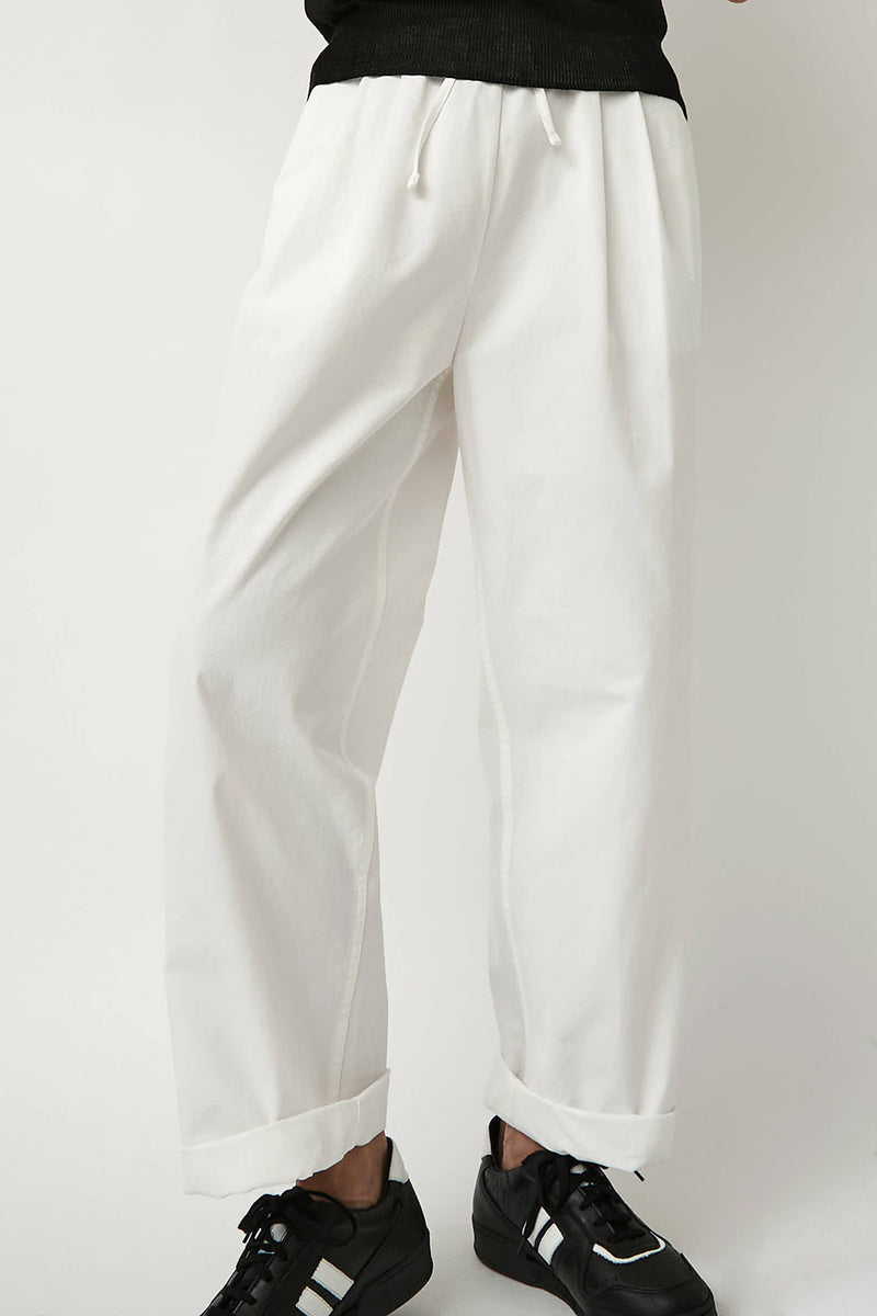 Nothing Written Lazy Cotton Drawstring Pants in White