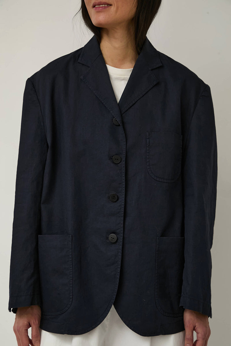Nothing Written Mild Oversized Linen Jacket in Navy