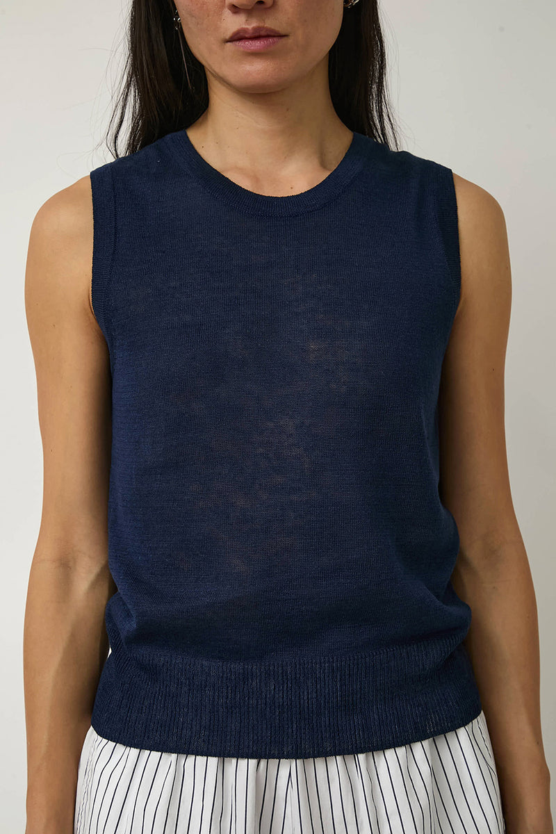 Nothing Written Rola Linen Sleeveless in Navy