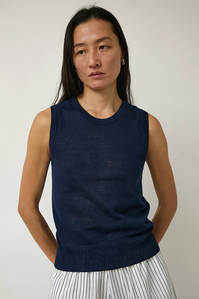 Nothing Written Rola Linen Sleeveless in Navy