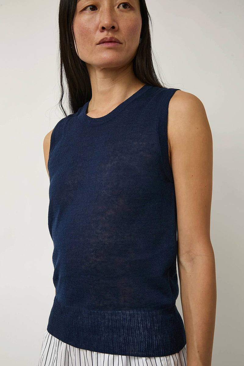 Nothing Written Rola Linen Sleeveless in Navy