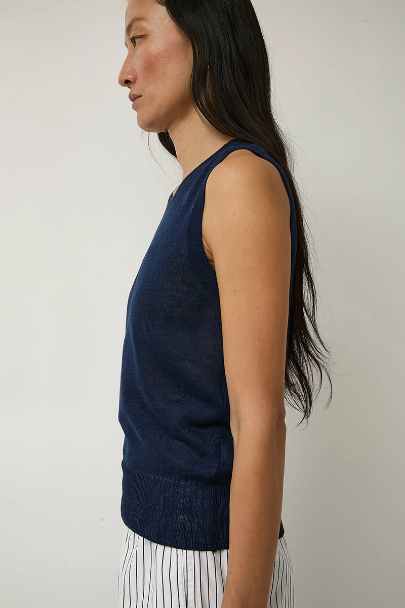 Nothing Written Rola Linen Sleeveless in Navy