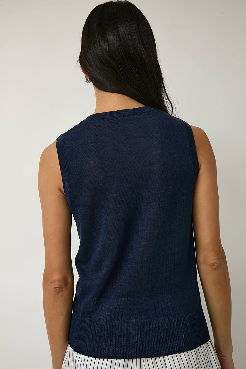 Nothing Written Rola Linen Sleeveless in Navy