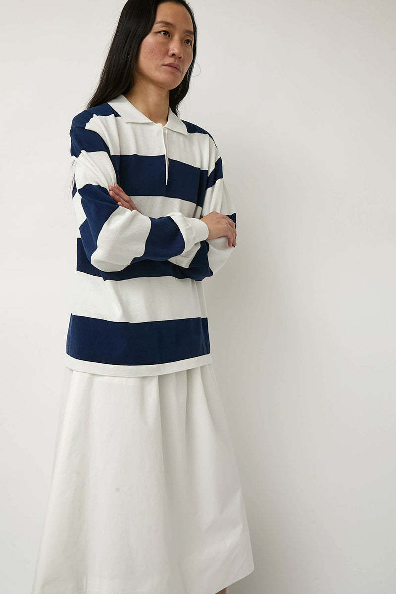 Nothing Written Stripe Collar Knit Pullover in Navy Stripe