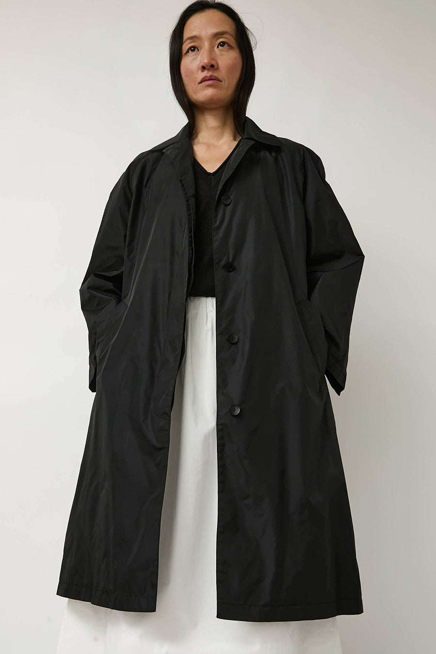 Nothing Written Urban Nylon Trench in Black