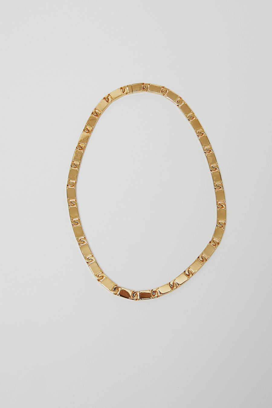 Numbering Rectangle Chain Link Necklace in Gold