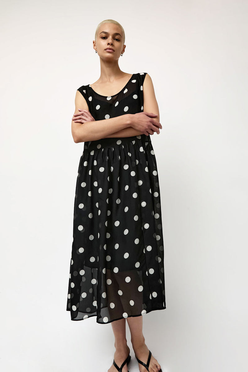 No.6 Audrey Dress in Black with White Dot – No.6 Store