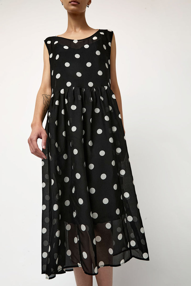 No.6 Audrey Dress in Black with White Dot