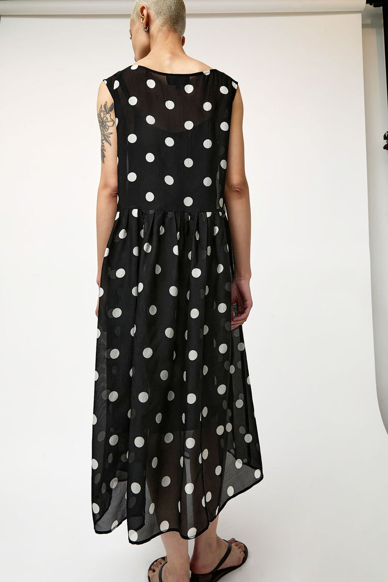 No.6 Audrey Dress in Black with White Dot