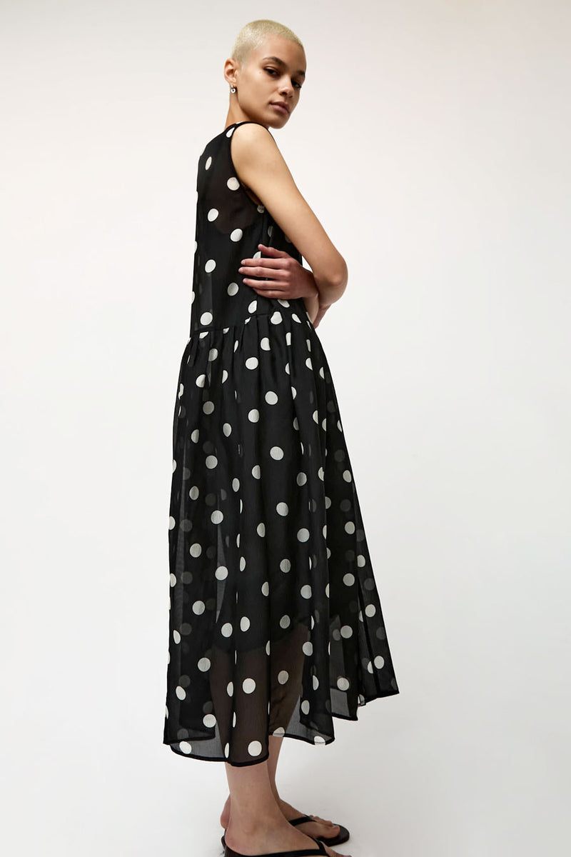 No.6 Audrey Dress in Black with White Dot