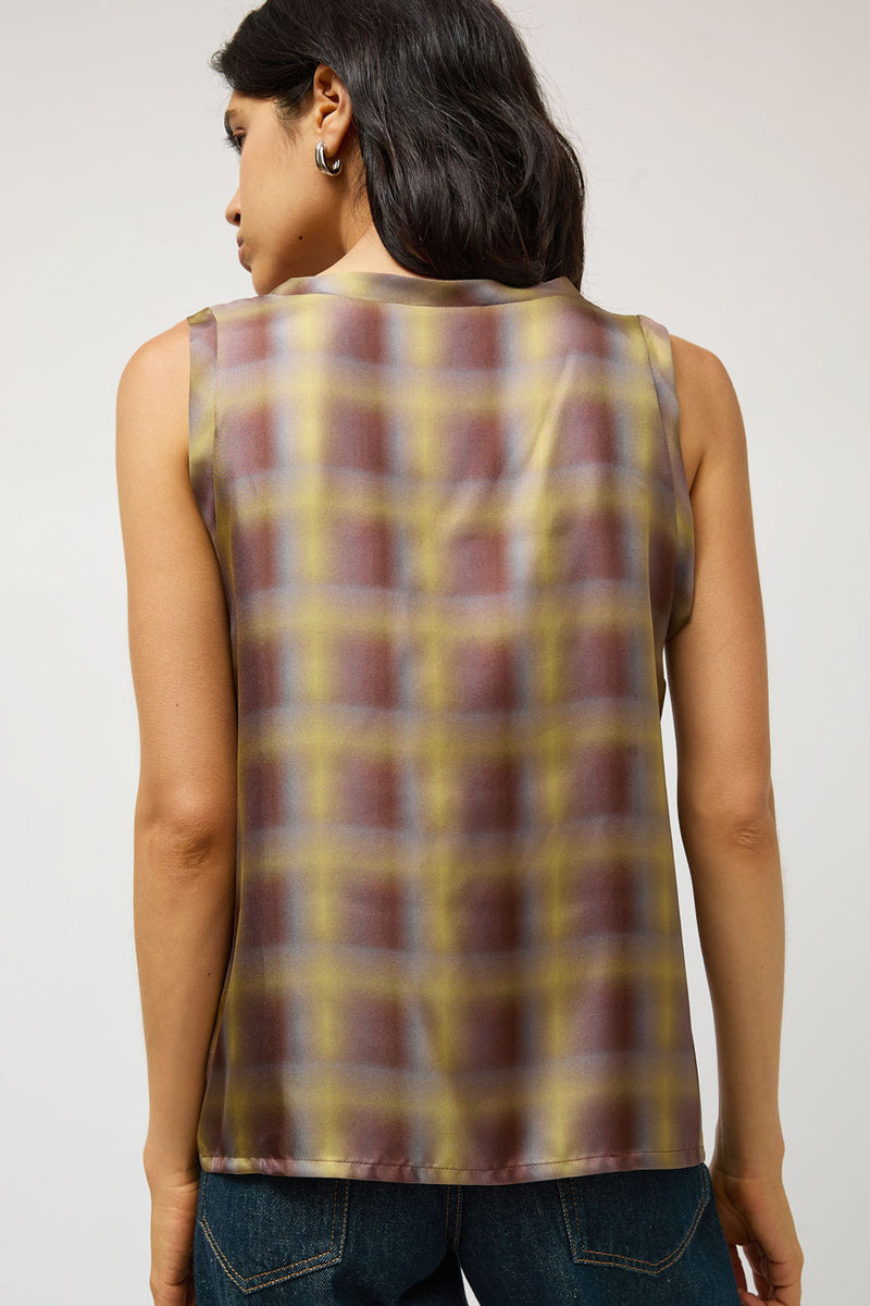 No.6 Danny Tank in Gold Blurry Plaid