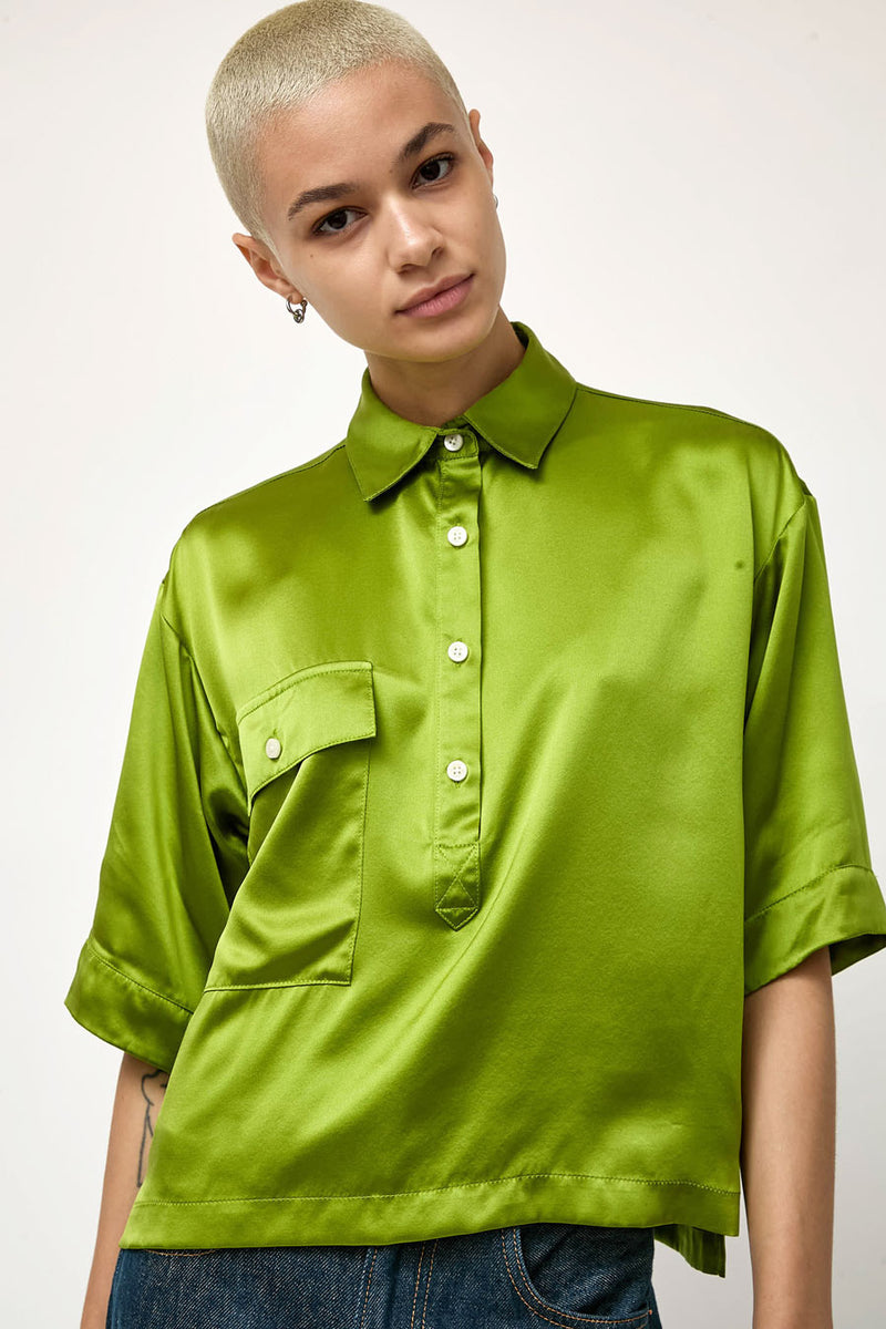 No.6 Stephen Cropped Polo in Apple