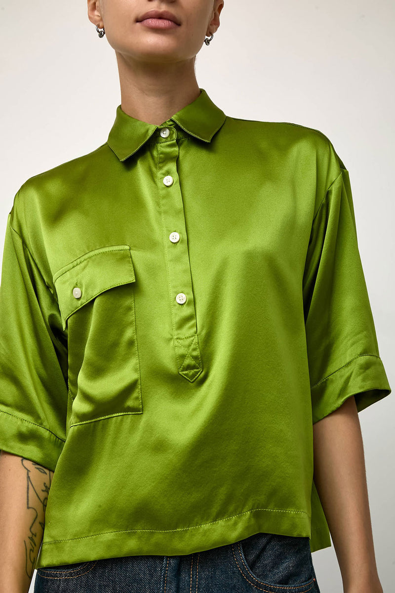 No.6 Stephen Cropped Polo in Apple
