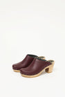 No.6 Old School Studded Clog on High Heel in Maroon