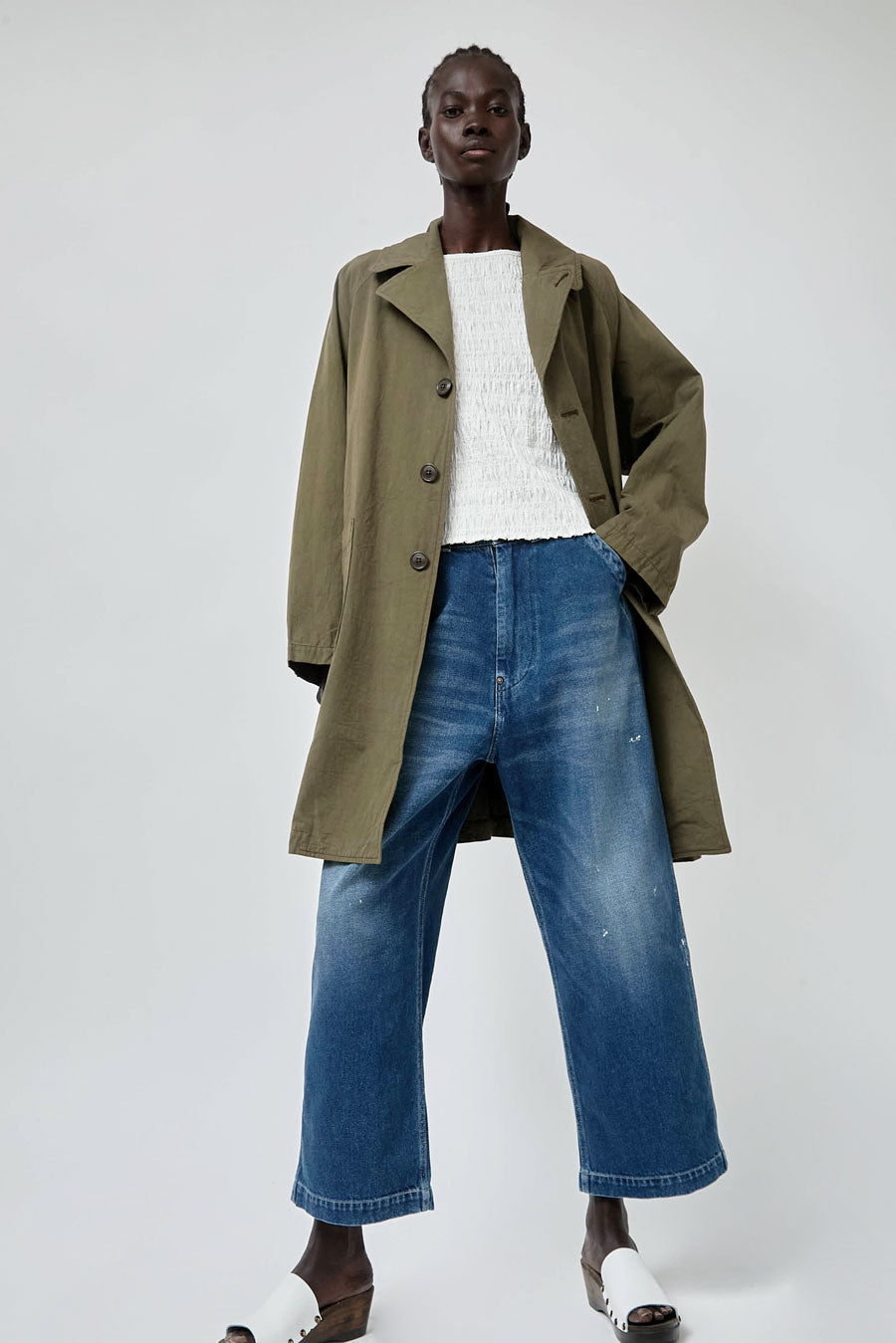 Ordinary Fits P Collar Coat in Khaki