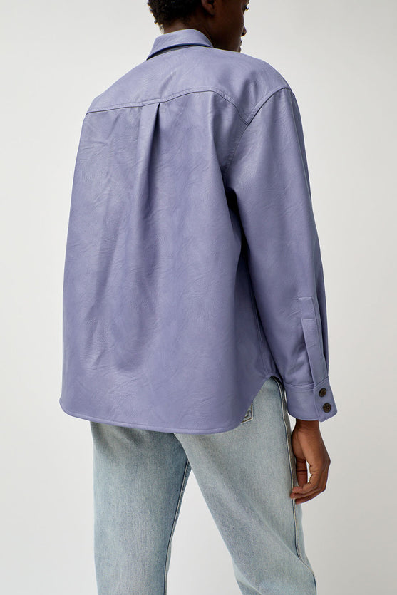 No.6 Aya Shirt in Light Blue Faux Leather