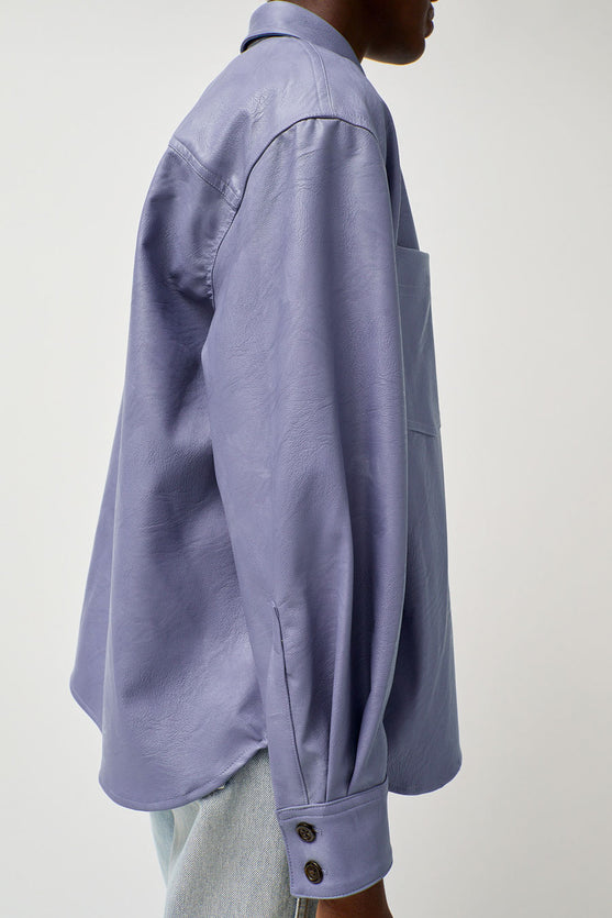 No.6 Aya Shirt in Light Blue Faux Leather