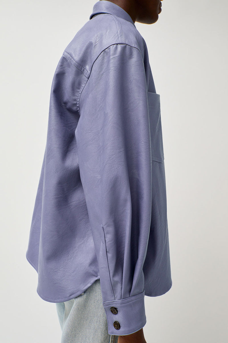 No.6 Aya Shirt in Light Blue Faux Leather