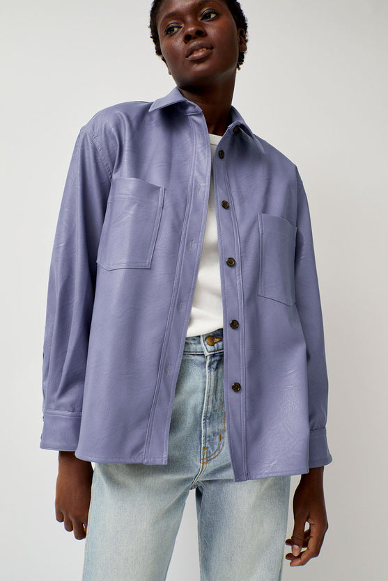 No.6 Aya Shirt in Light Blue Faux Leather