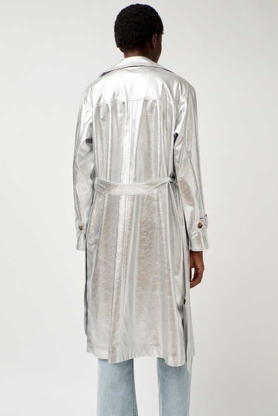 No.6 Emile Trench in Silver Faux Leather