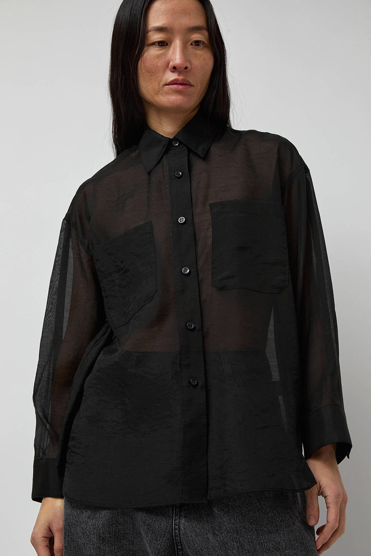 No.6 Lake Shirt in Black Organza