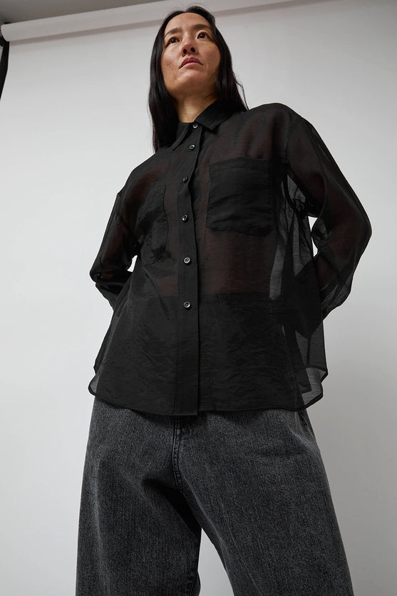 No.6 Lake Shirt in Black Organza