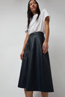 No.6 Lucy Patchwork Skirt in Navy Faux Leather