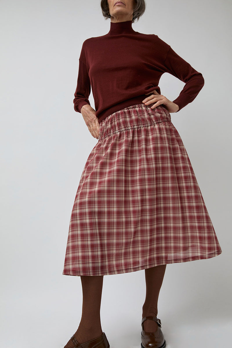 Pari Desai Lusha Plaid Skirt in Brick Plaid