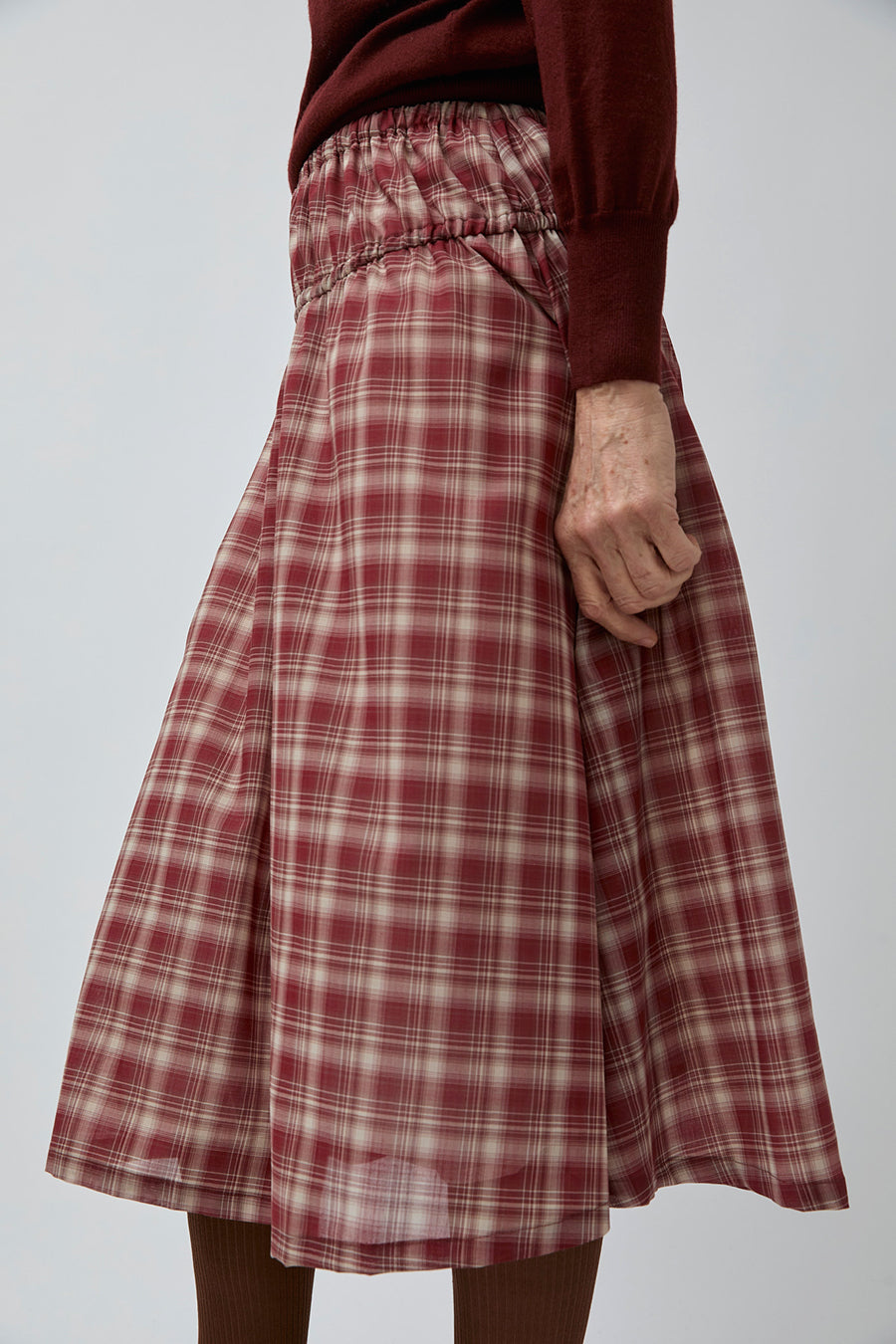 Pari Desai Lusha Plaid Skirt in Brick Plaid