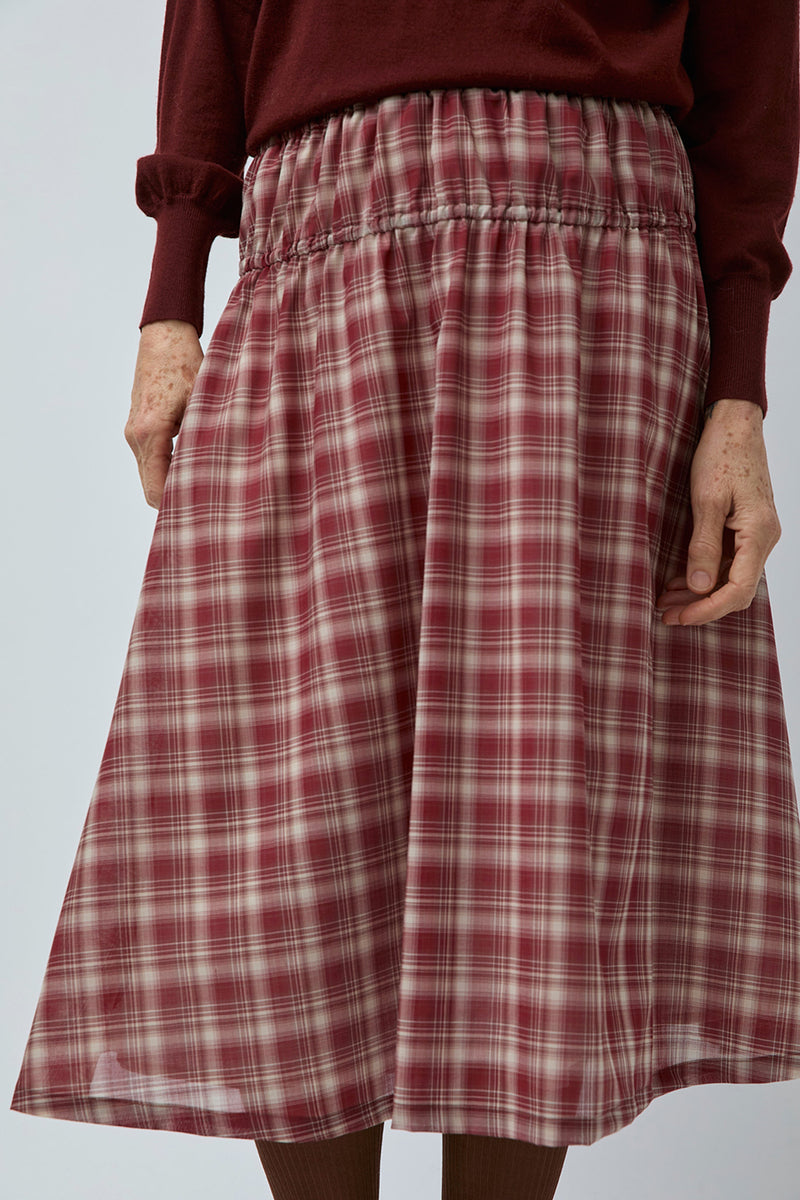 Pari Desai Lusha Plaid Skirt in Brick Plaid
