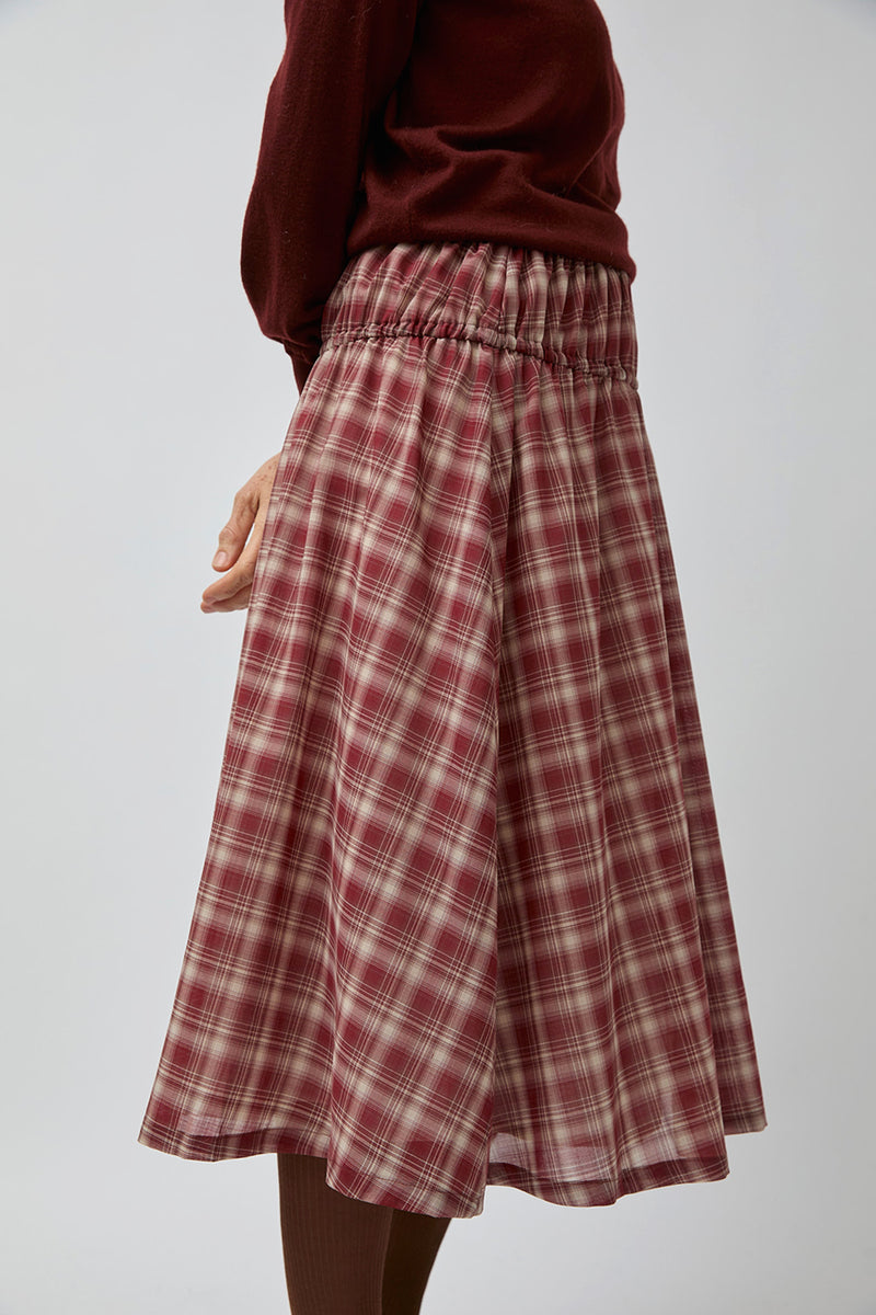 Pari Desai Lusha Plaid Skirt in Brick Plaid