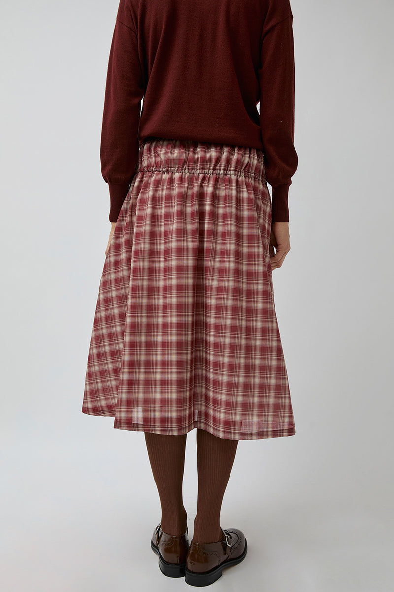 Pari Desai Lusha Plaid Skirt in Brick Plaid