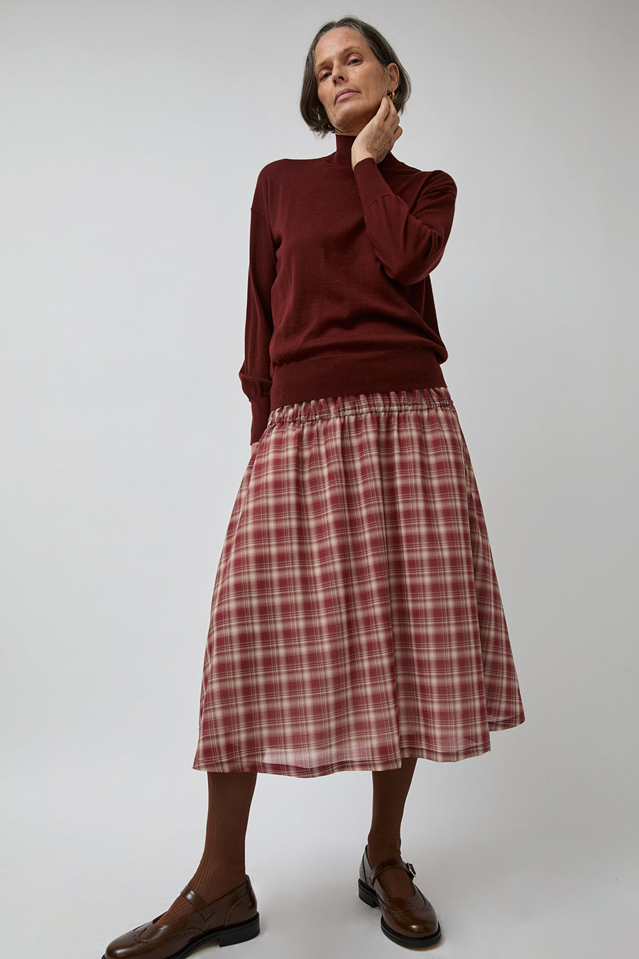 Pari Desai Lusha Plaid Skirt in Brick Plaid