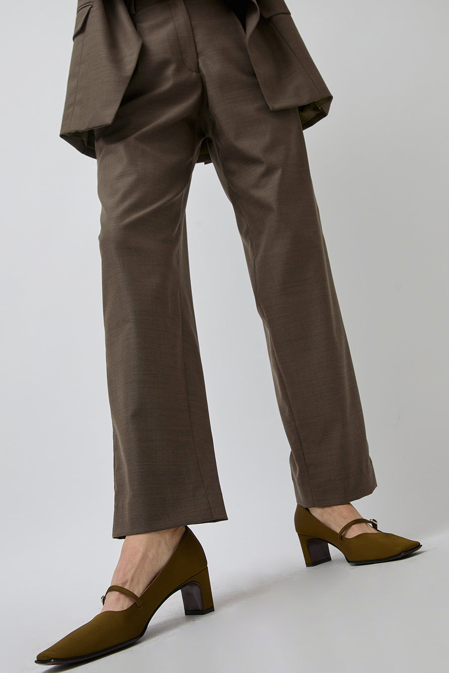 Pari Desai Raval Mary Jane in Olive Grosgrain Textile