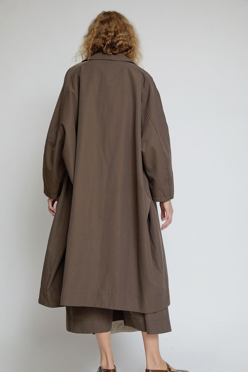 Quitan Wool Cotton Trench Coat in Khaki