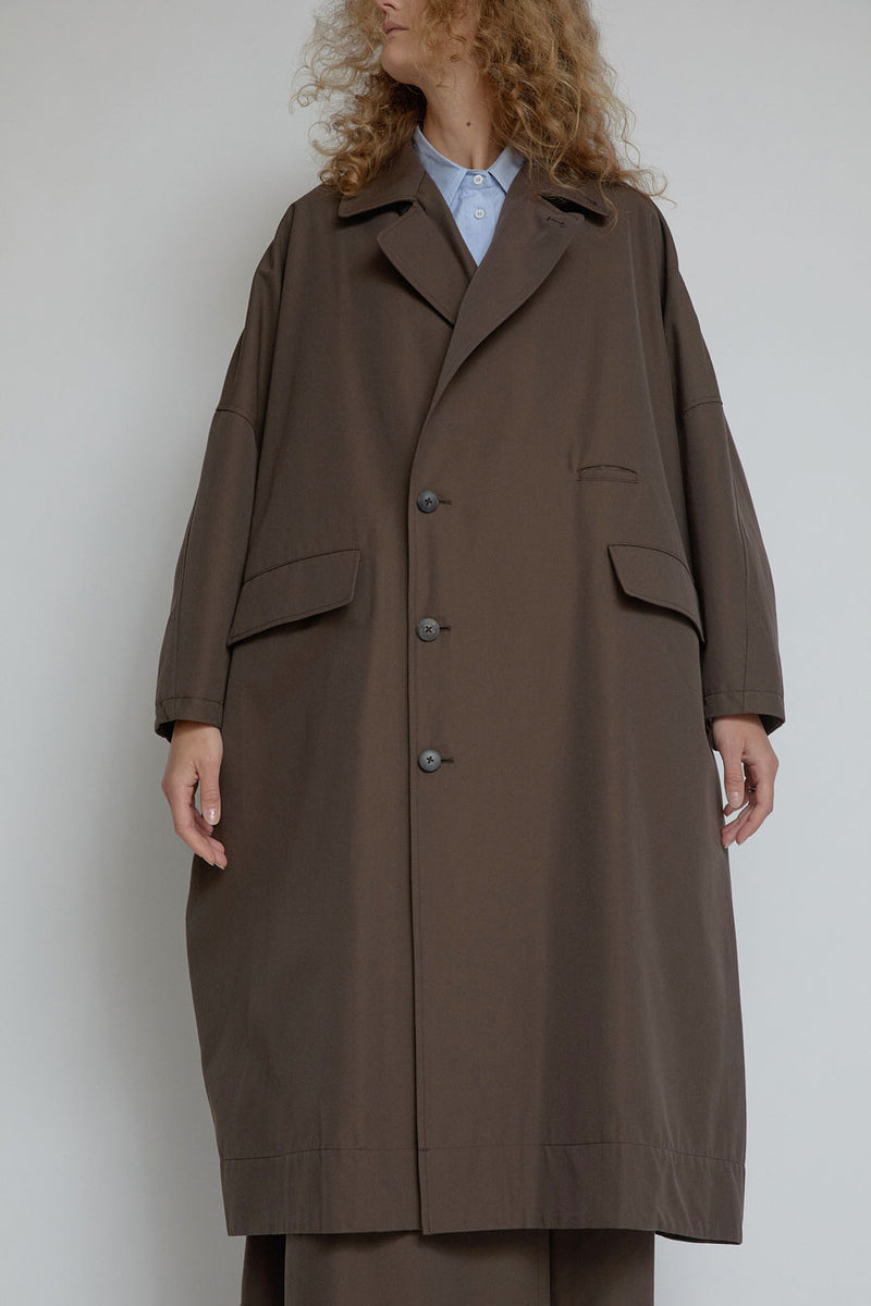Quitan Wool Cotton Trench Coat in Khaki