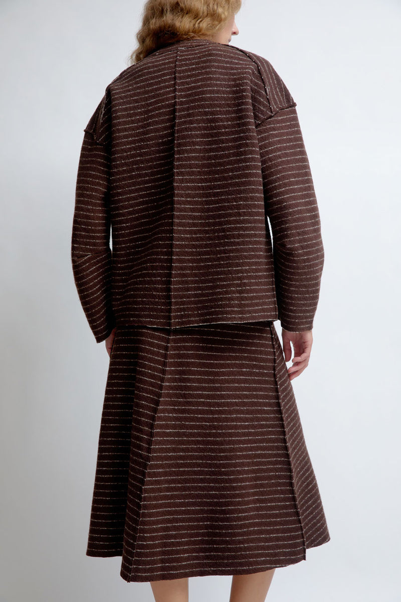 RUS Manta Cardigan in Chocolate Pinstripe