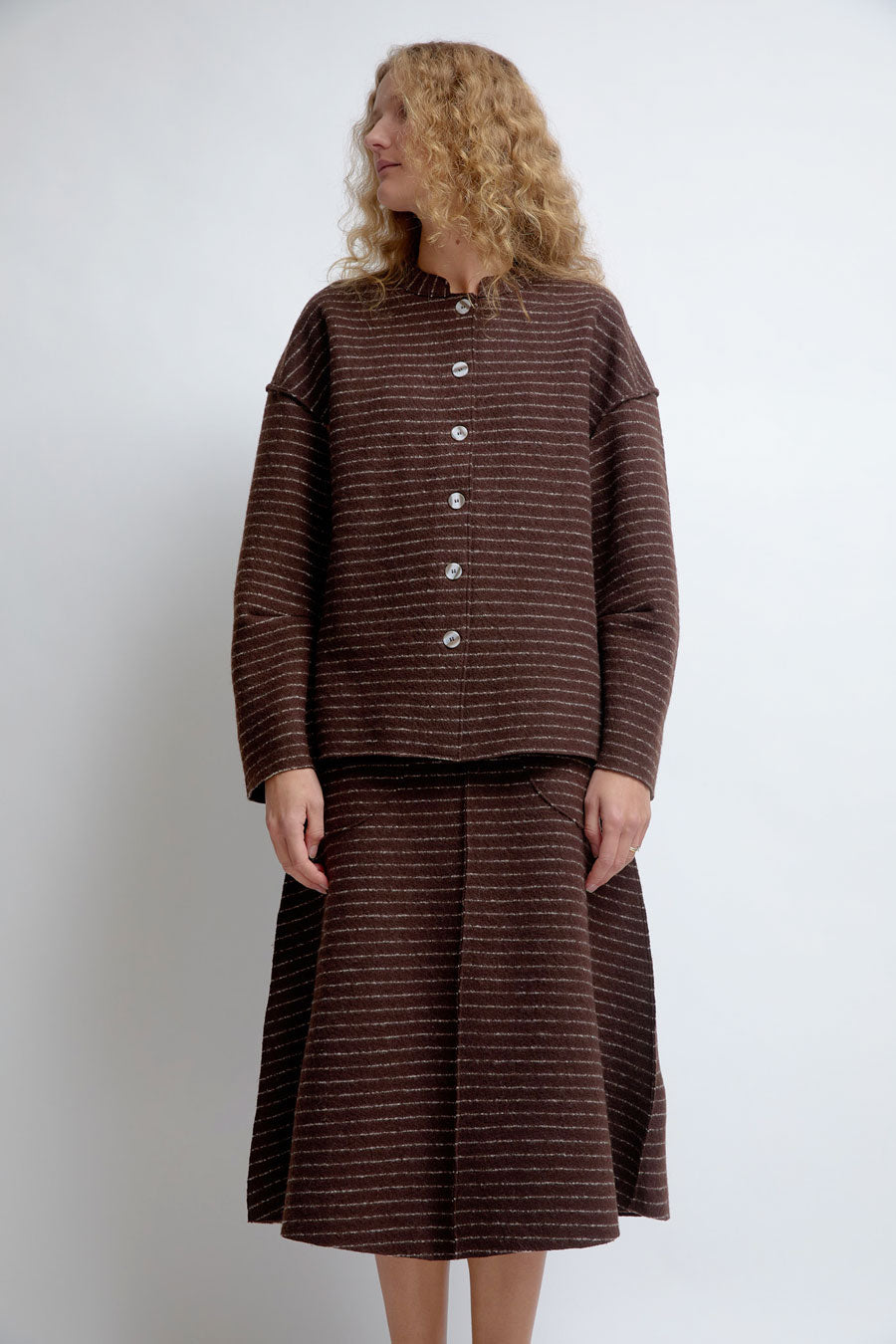 RUS Kumori Skirt in Chocolate Pinstripe