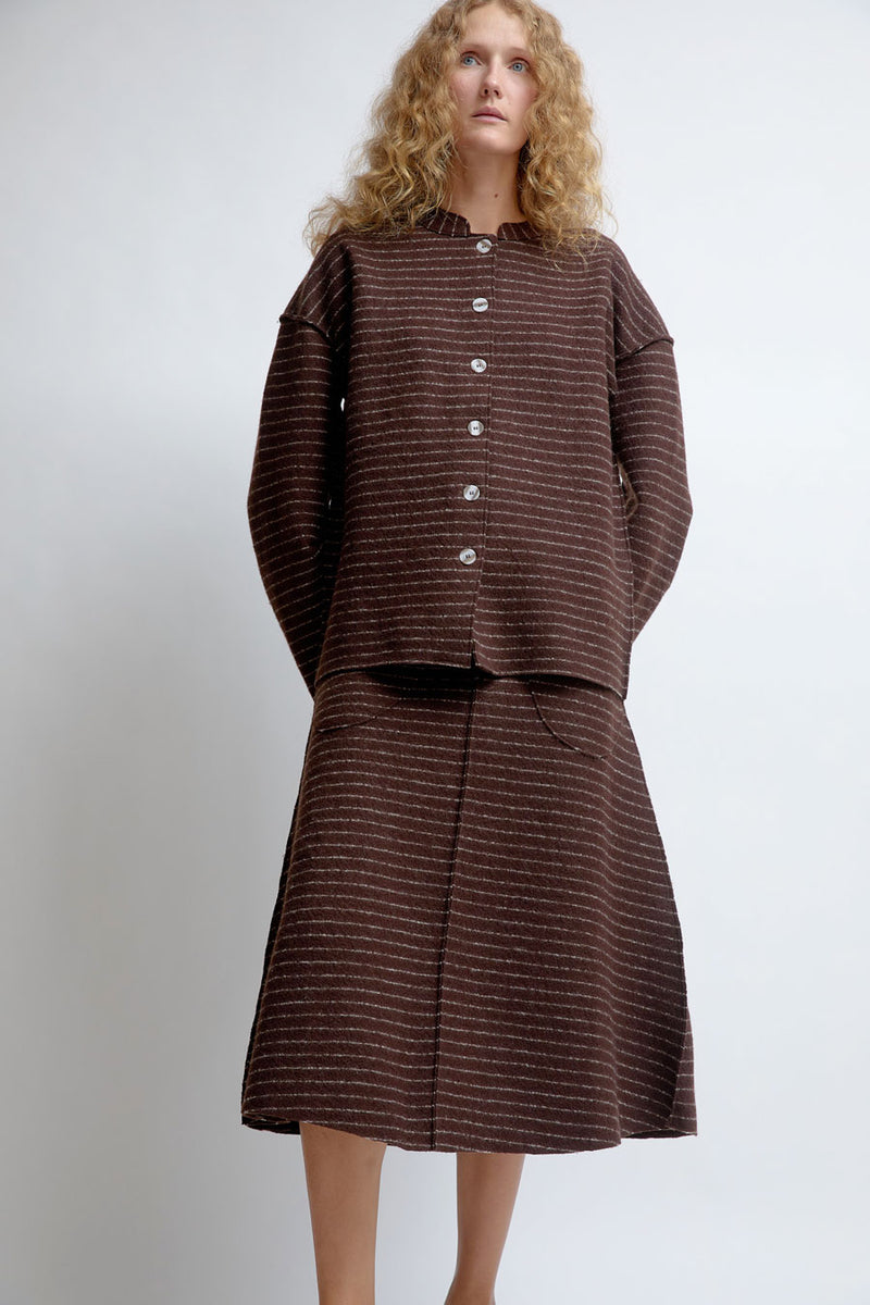 RUS Manta Cardigan in Chocolate Pinstripe