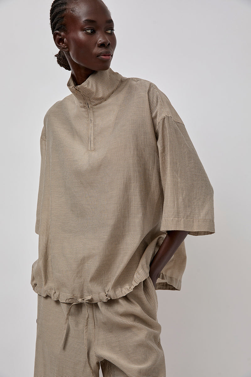 RUS Sonno Shirt in Gingham Toffee