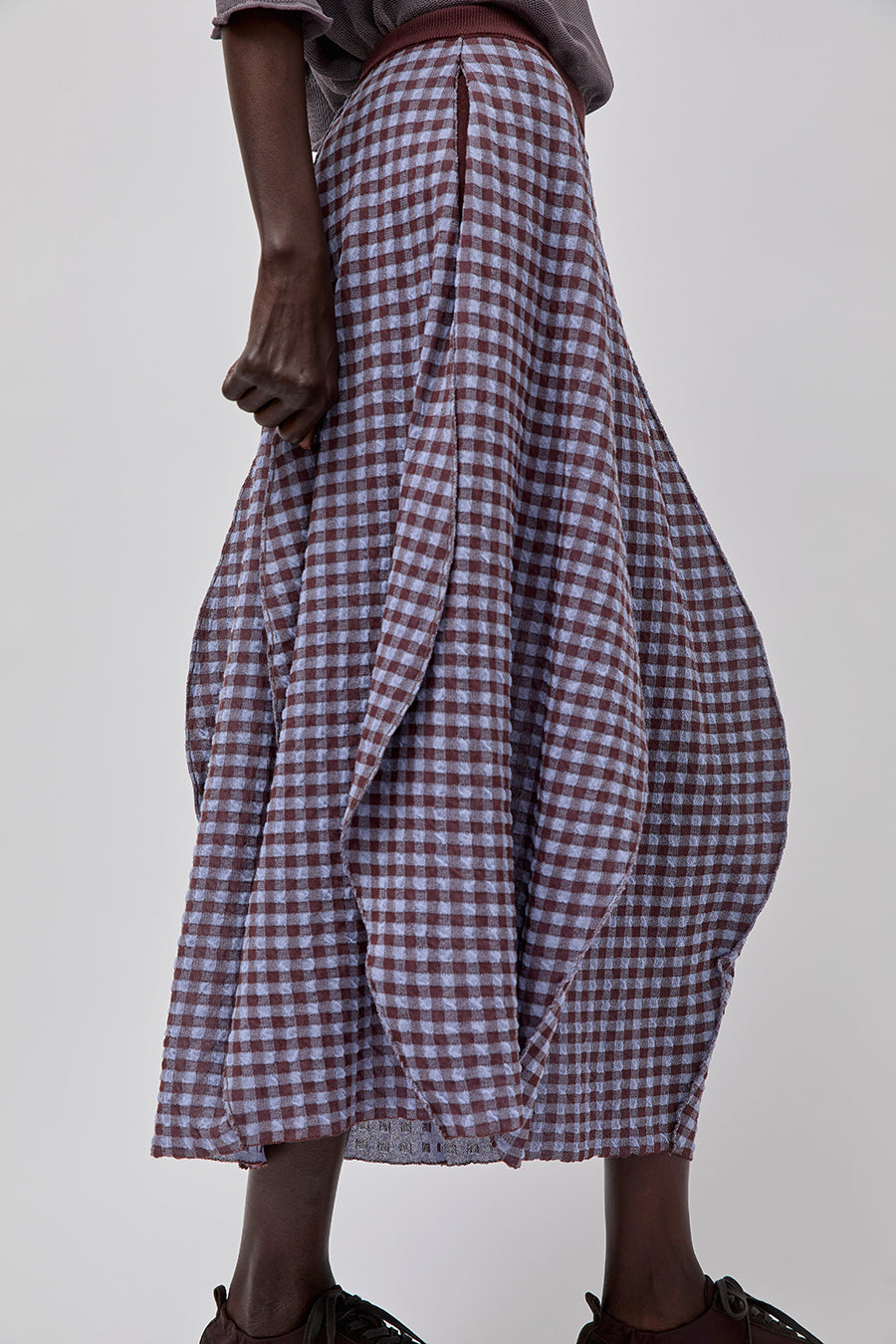RUS Uovo Skirt in Salvia Blue and Dark Cherry