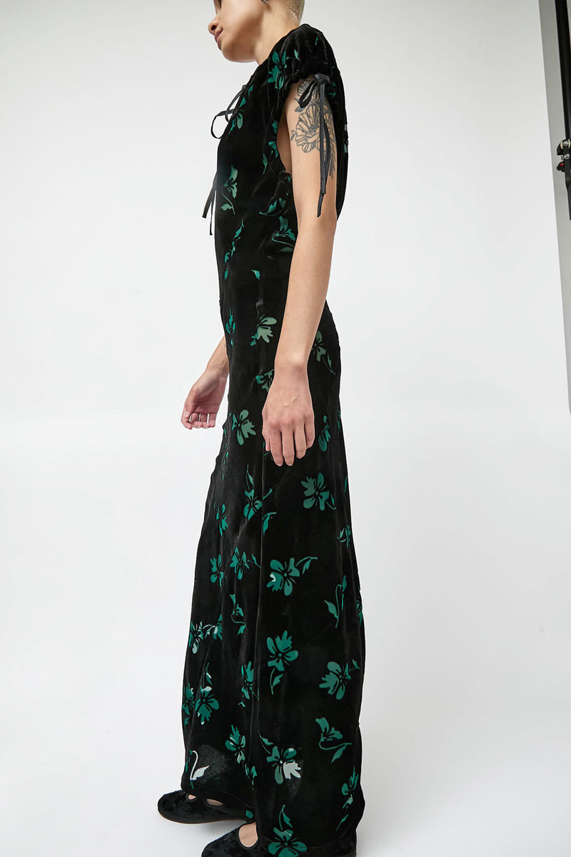 Rave Review Cleo Dress in Black and Green Flowers