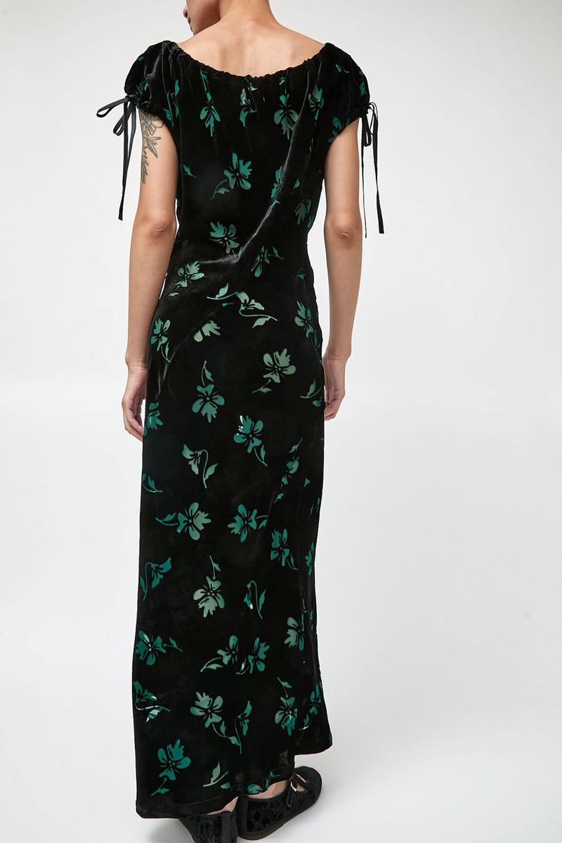 Rave Review Cleo Dress in Black and Green Flowers