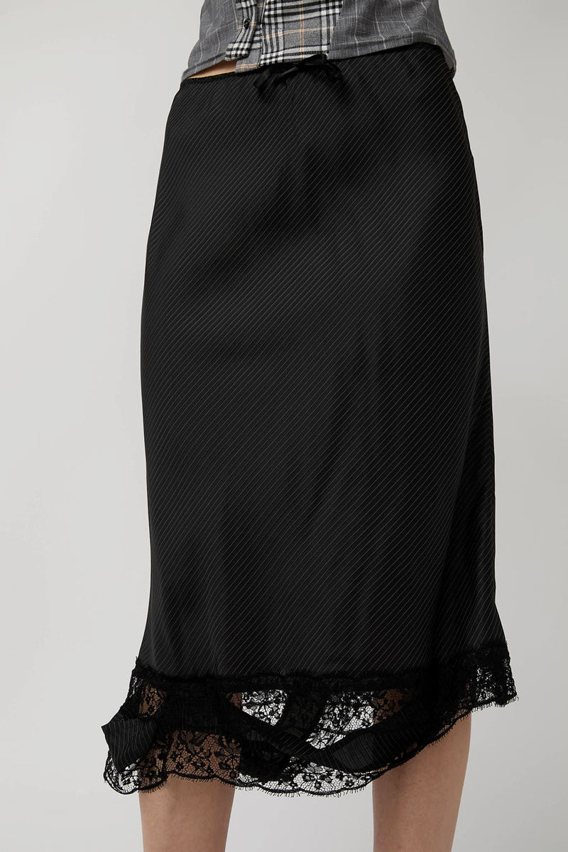Rave Review Laila Deconstructed Skirt in Black Stripe