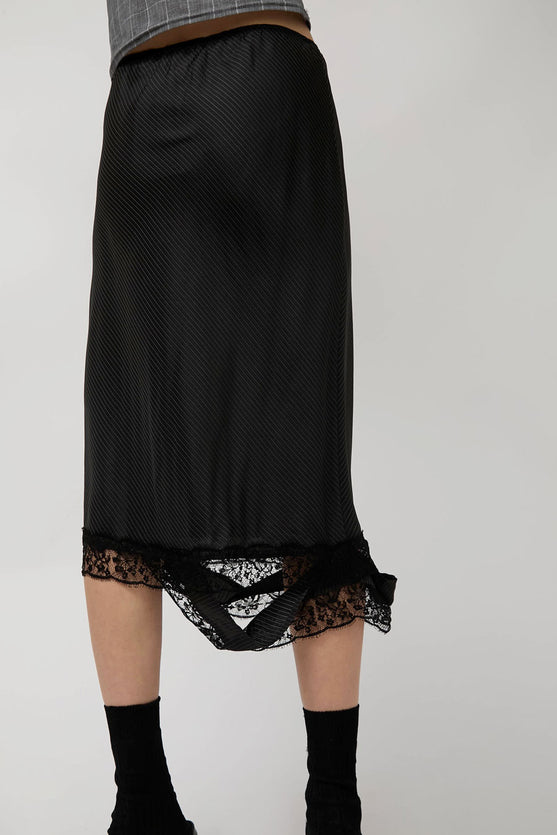 Rave Review Laila Deconstructed Skirt in Black Stripe