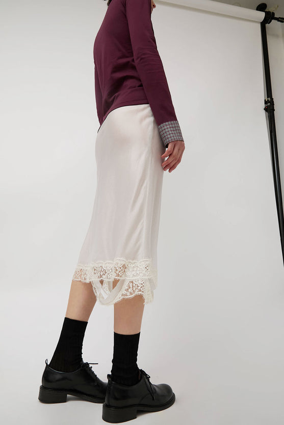 Rave Review Laila Deconstructed Skirt in White Stripe