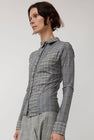 Rave Review Megah Asymmetrical Button Down in Grey Check