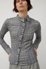Rave Review Megah Asymmetrical Button Down in Grey Check
