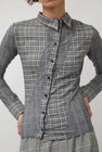 Rave Review Megah Asymmetrical Button Down in Grey Check